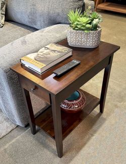Solid Wood End Table with Drawer – Brand New | Espresso | Sofa Side Table