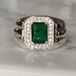 Man ring silver 925 and gold 10k size 9, 10, 12 men rings Silver 925 Sterling with 10k-Gold-Laminated Parts Very fine man Ring: This high-quality