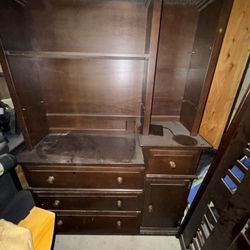 Solid Wood Dresser With Book Shelf 