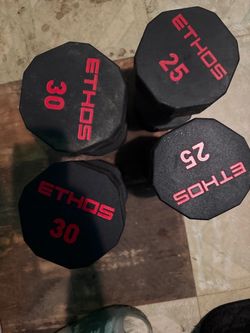 Ethos Rubber Hex Dumbbells 25 and 30 lb Pairs