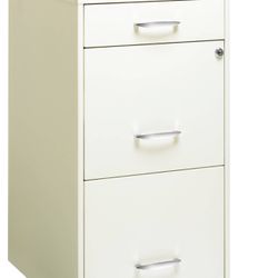 three Drawer, File Cabinet White