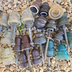 Vintage Glass Insulators Telephone Telegraph Electric Antique Huge Lot
