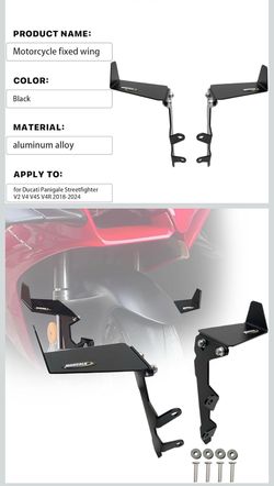 Motorcycle Wing Kit for Ducati Panigale V2 V4 V4S V4R 2018-2024 Front Fairing Winglets