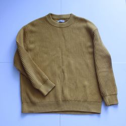 Nudie Jeans Frank Rib Knit Sweater – Discontinued – Mustard – XL