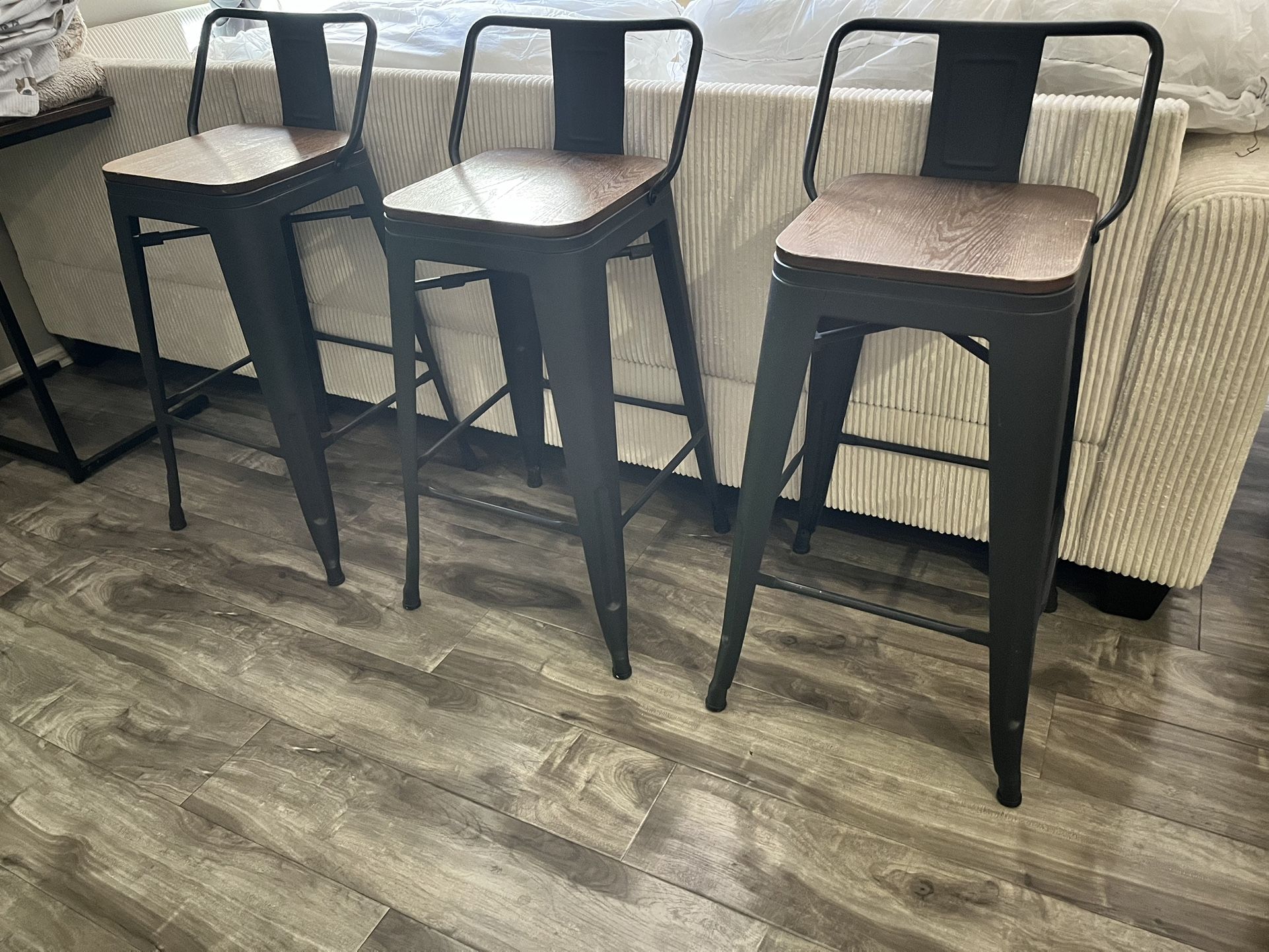 Wood and Metal Bar Stools