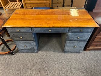 Rustic Wood Pedestal Desk with Drawers