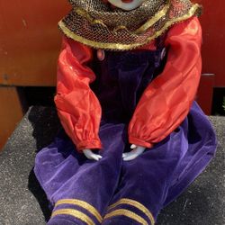 Madame Verte Porcelain Musical Clown Doll