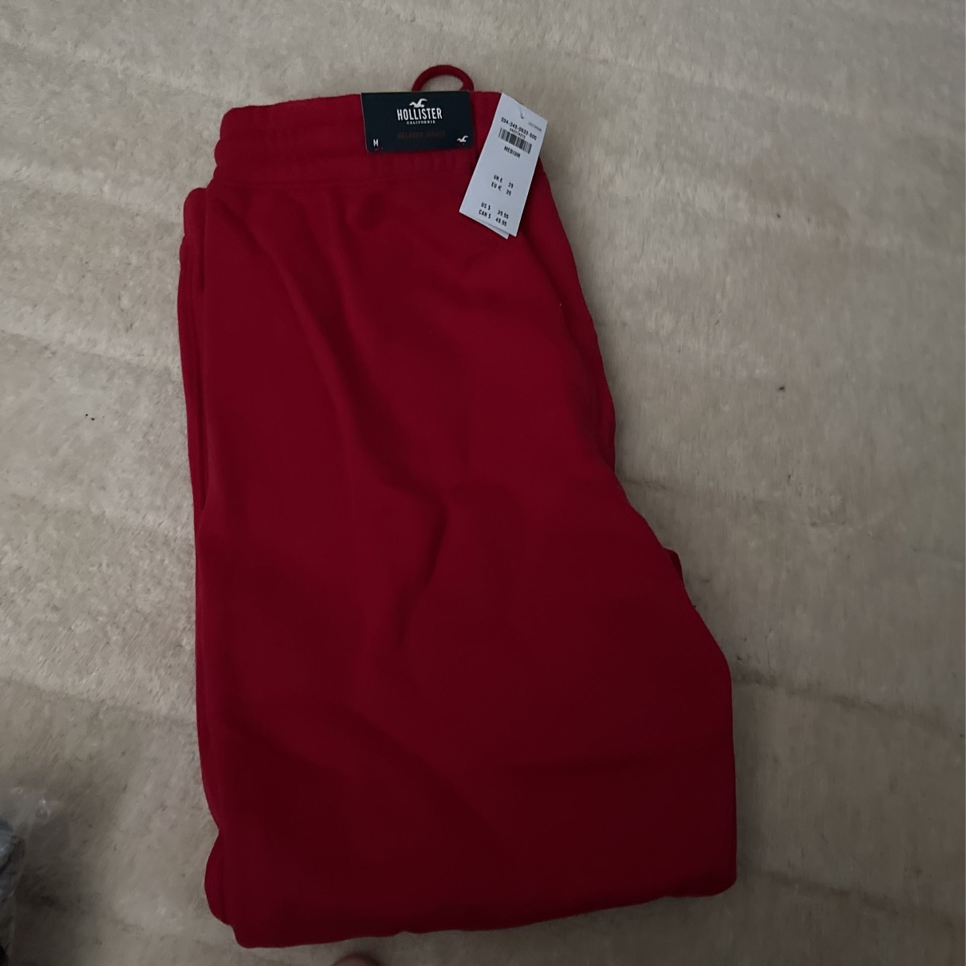 Red Medium Skinny Jogger Sweat Pants Hollister