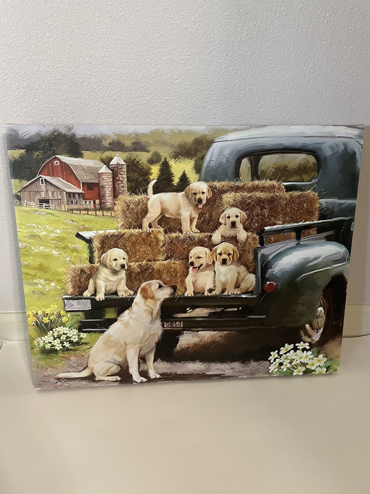 Green Truck Pups Picture Frame