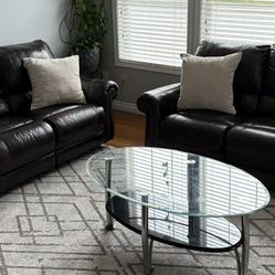 Ashley Leather Recliner Sofa Set
