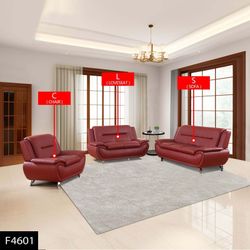 3PC Faux leather sofa set Red color