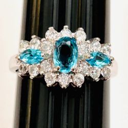 925 Sterling Silver CZ Ring Band Size 7