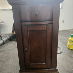 Dark Wood Nightstand w/ Built‑In Outlets & USB  
$50 • OBO