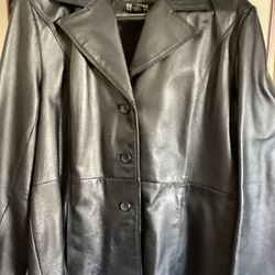 Ladies, New York And Company, Black Leather Jacket In Great Condition