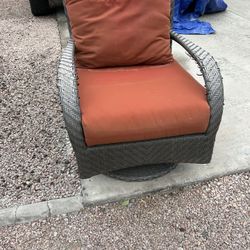 Ebel 7 Piece Luxury Outdoor Wicker Patio Set + Frontgate Lantern