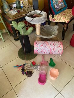 15 items plus free cat food, toys, 2 trees, tunnel