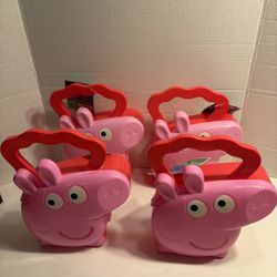 Hasbro 4 Pack Of Tara Toys 6" Peppa Pig Pink Grab N Go Carrying Case Storage Box