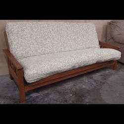 $200 Couch/Bed Sofa Wood with Fabric Mattress 