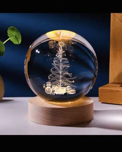 Lamp, Crystal Ball Night Light, Decorative Quartz Glass Ball 3D Laser Engraved Glass Sphere Paperweight (6cm