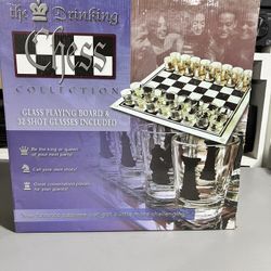 The Drinking Chess Collection ( Glass playing Board & 32 shot Glasses)