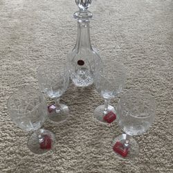 Lady Anne Gorham Crystal Decanter & Wine Glass Set
