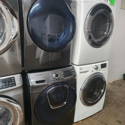 SAMSUNG SET STEAM WASHER AND ELECTRIC DRYER WITH WARRANTY 