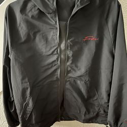Fubu Mens Black Jacket Windbreaker with hoodie XL New