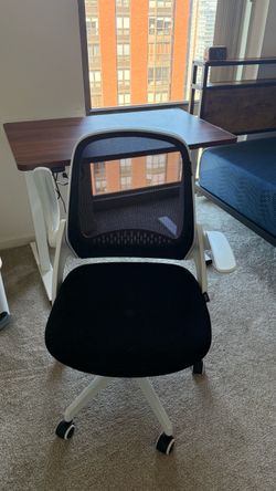 Black Mesh Office Chair with White Frame
