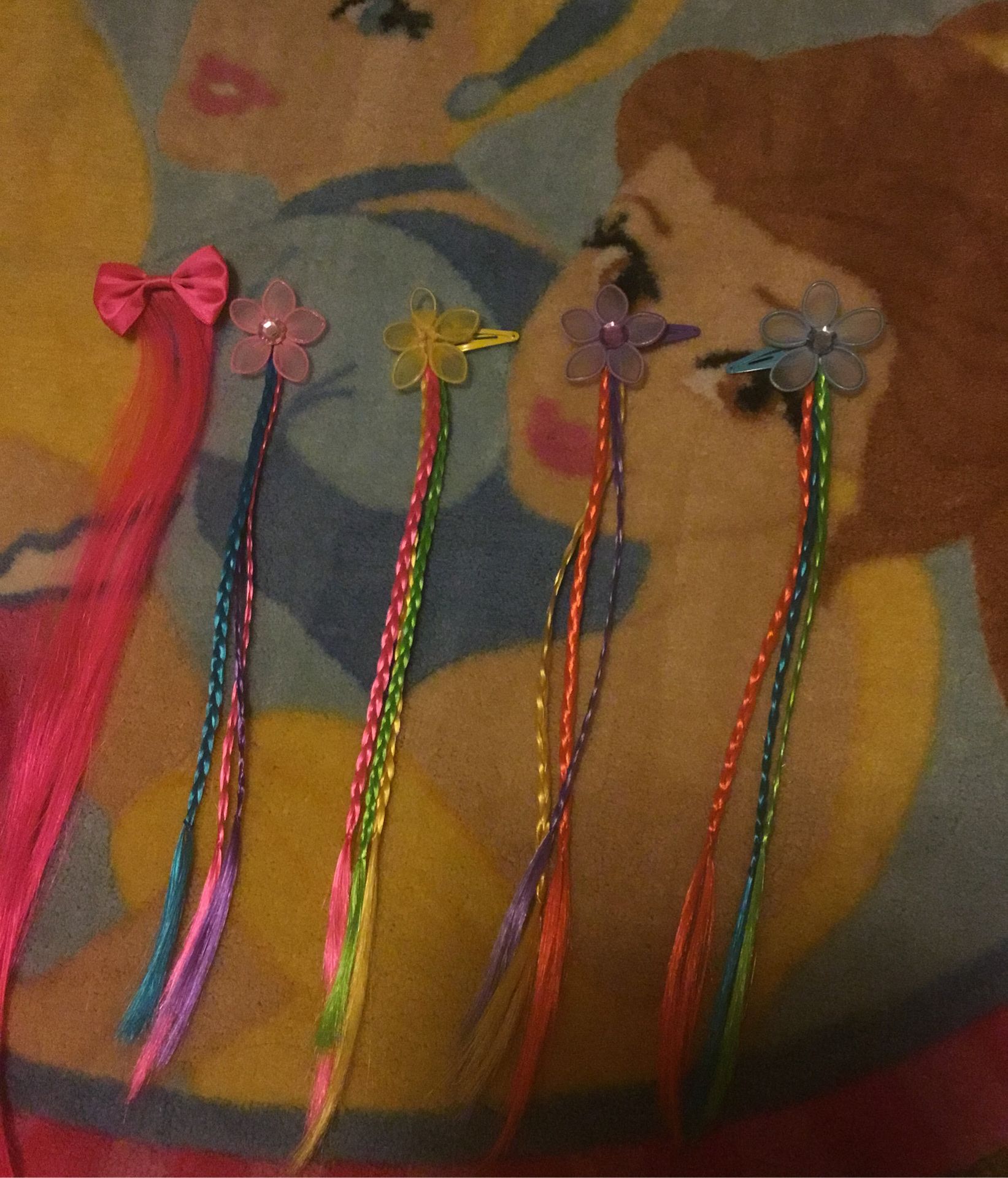 Kids faux colored hair extension clips