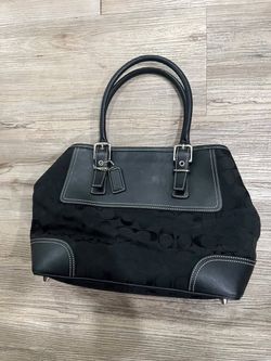 Coach Signature Canvas Black Tote Bag Hampton Purse Vintage Monogram