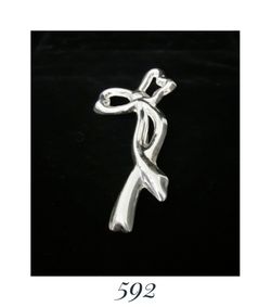 3.3" x 1.6" Handcrafted Solid Sterling Silver Bowtie Pin/Brooch Pendant, signed