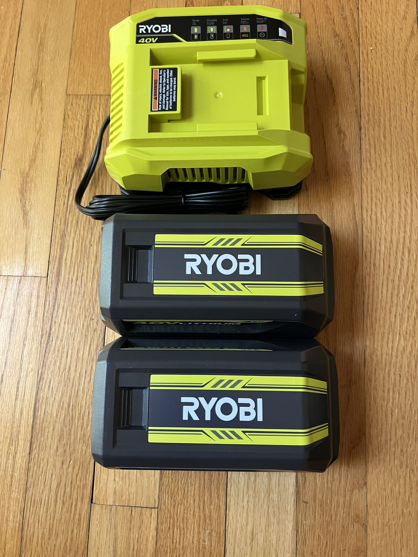 *NEW* Ryobi 40v 4.0Ah battery (2-pack) with Rapid charger