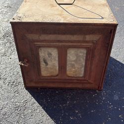 Antique Wood Oven Stove Top Metal Bread Box Pie Warmer