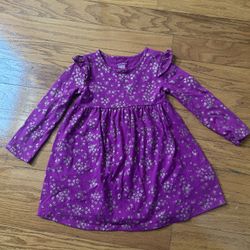 Girls' Purple Floral glitter  Long-Sleeve Dress size 3T 
