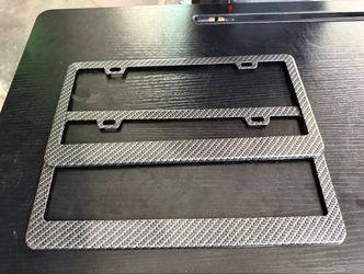 Carbon Fiber License Plate Frames 2-Pack - Stainless Steel with Mounting Hardware, Universal Fit