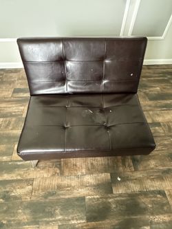 Brown Faux Leather Convertible Futon Chair