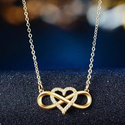 Infinity Love Heart Micro Inlay Diamond Pendant Necklace For Mom Her Birthday