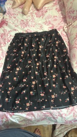 Plus size floral satin skirt