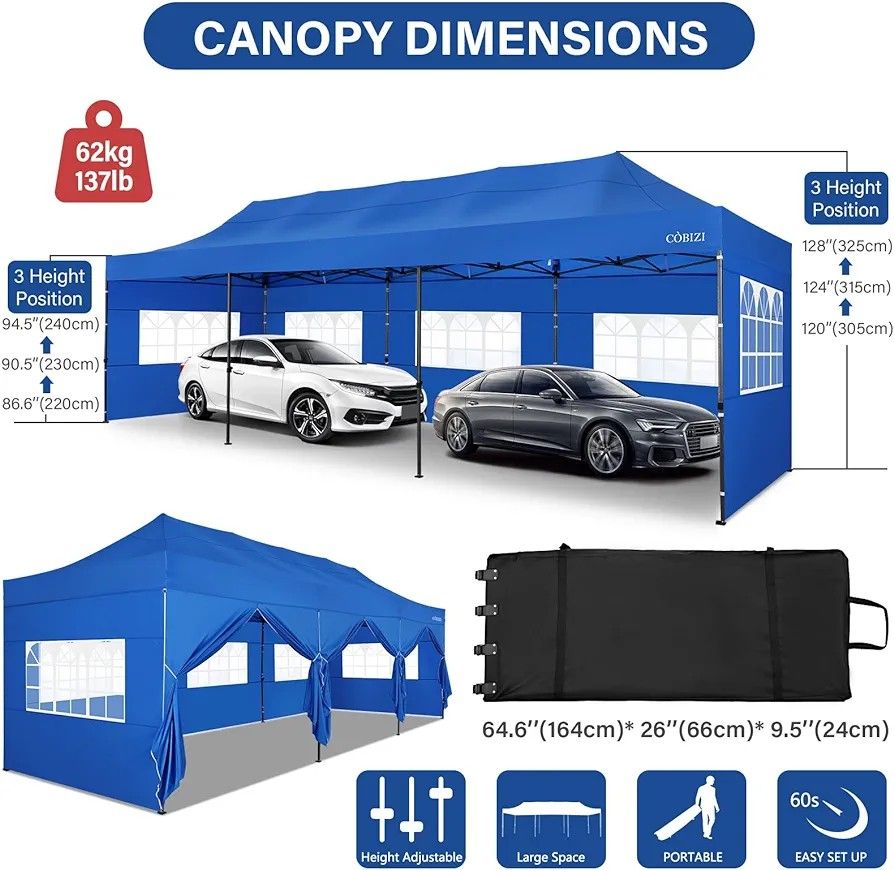 Tents for Parties 10x30 Pop Up Canopy Tent HEAVY DUTY  With Sidewalls,Commercial Outdoor Canopy Tent for Event Wedding all season  UV 50+ New