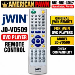Original jWIN JD-VD509 DVD Player Remote (contact info removed) Boca Raton, Florida Control