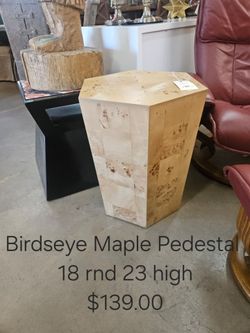 Birdseye Maple Pedestal Side Table We are located at 2811 East Bell road. Another Time Around Furniture.