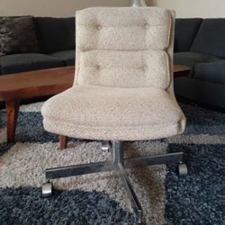 Beautiful MCM Tweed Rolling Chair On Casters