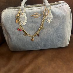Large COACH  Rowan Denim Satchel 