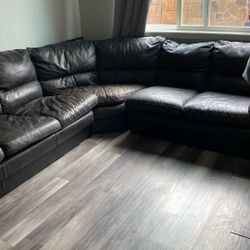 Leather Couch Sectional With Pull Out Bed (Free)