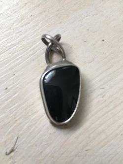 Vintage 925 silver sarda black onyx gemstone pendant necklace