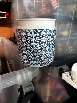 Blue and White Ceramic Planter Pot