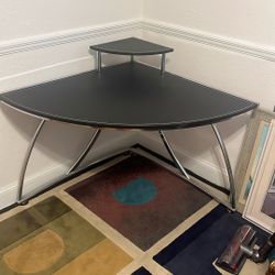 Corner Desk Chrome And Leather Top
