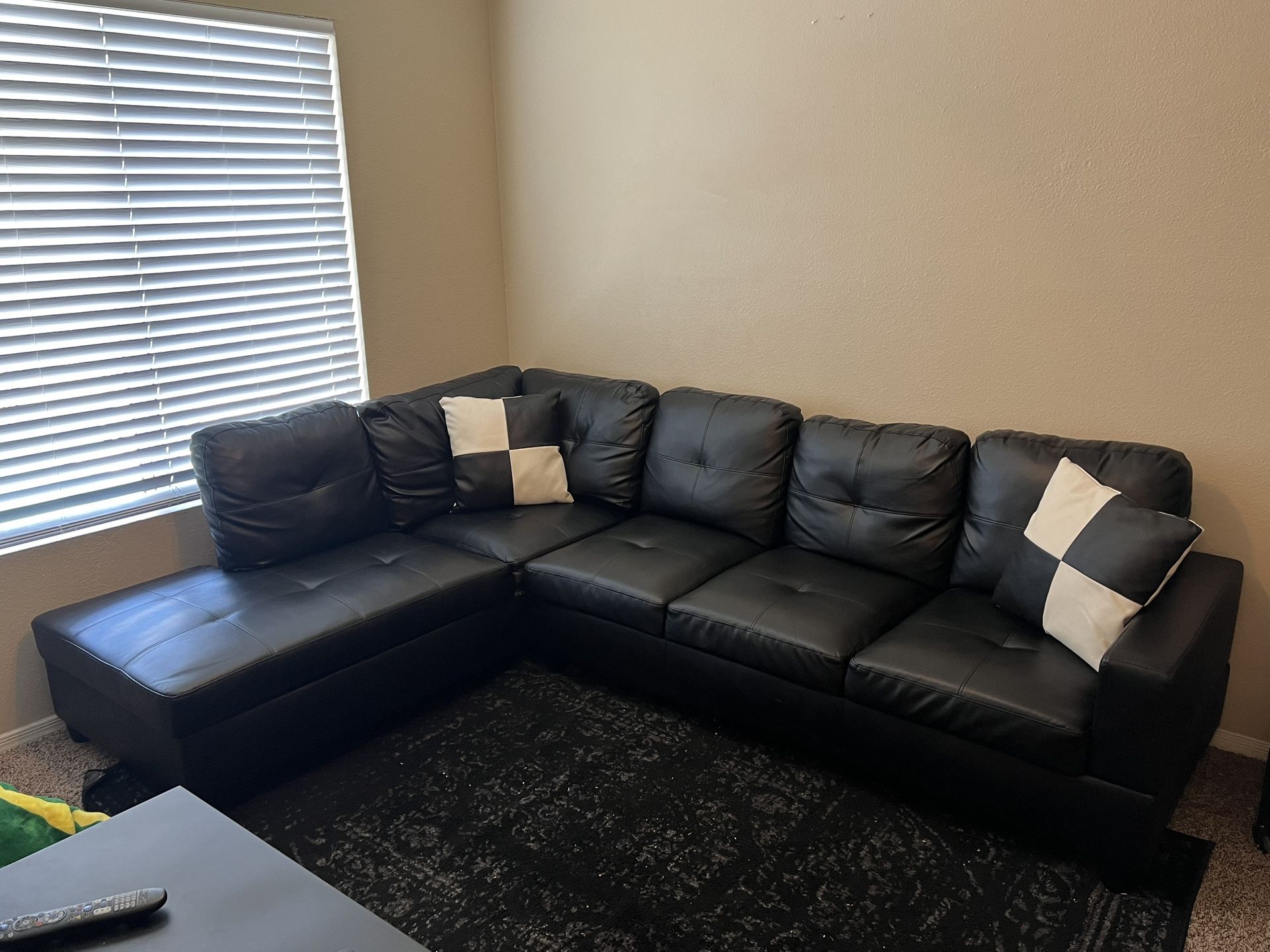 Black L Shaped Couch - Left Hand Facing