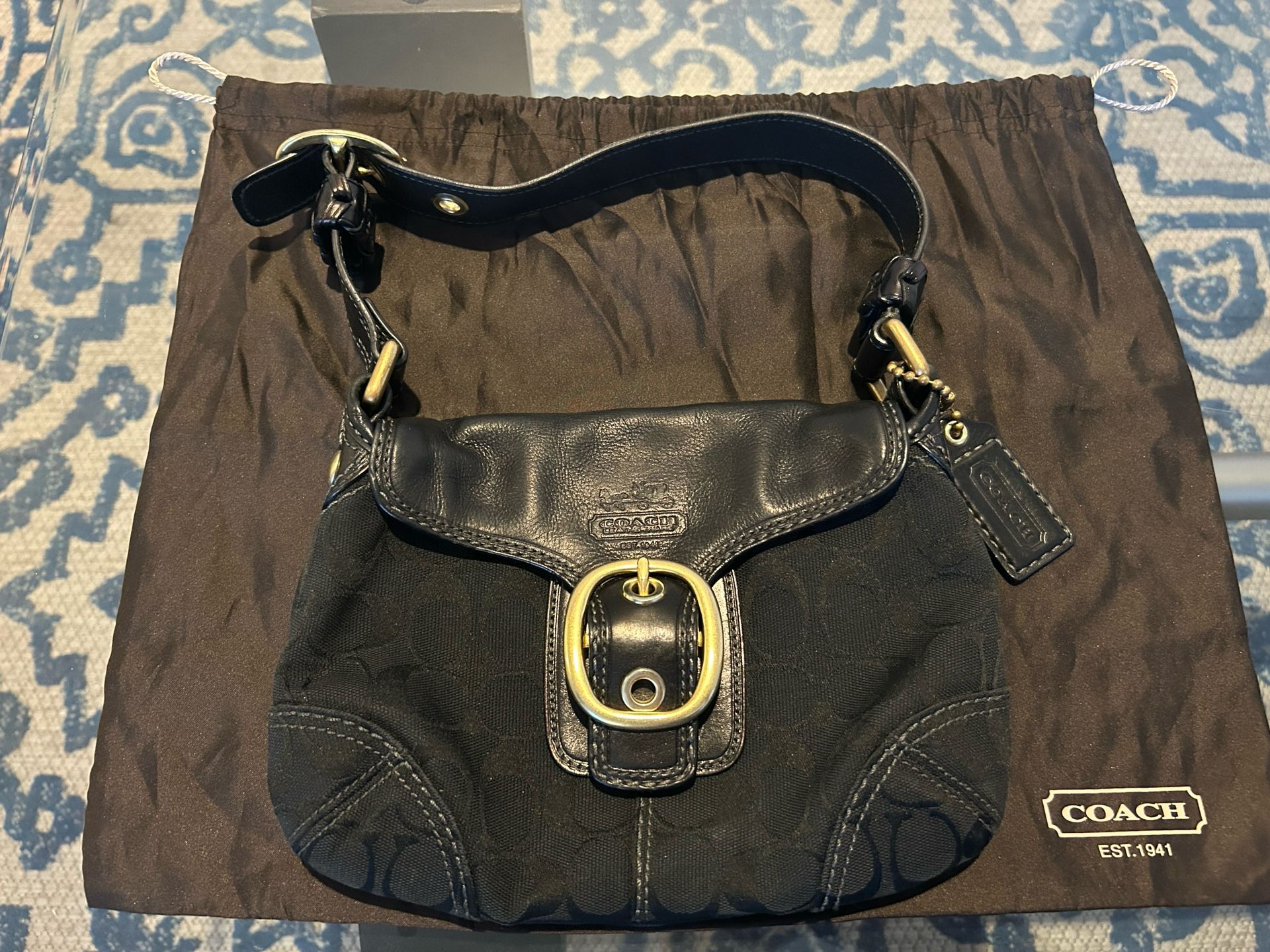 Coach Black Fabric/ Leather Shoulder Bag GO(contact info removed)1