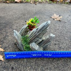 Two Pieces Of Aquarium Decor (Drift Wood And “Rock”) Artificial